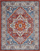 8" x 10" Red and Ivory Medallion Area Rug