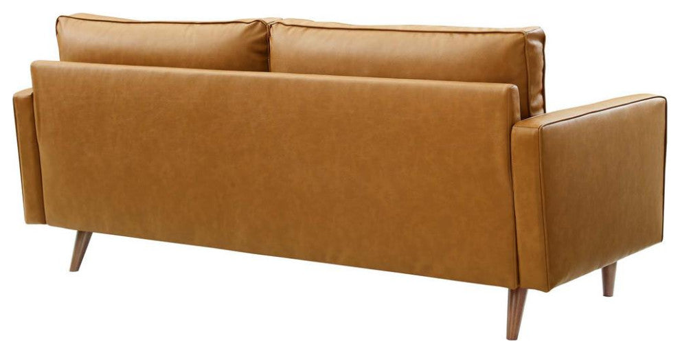 Valour Upholstered Faux Leather Sofa - Tan EEI-3765-TAN