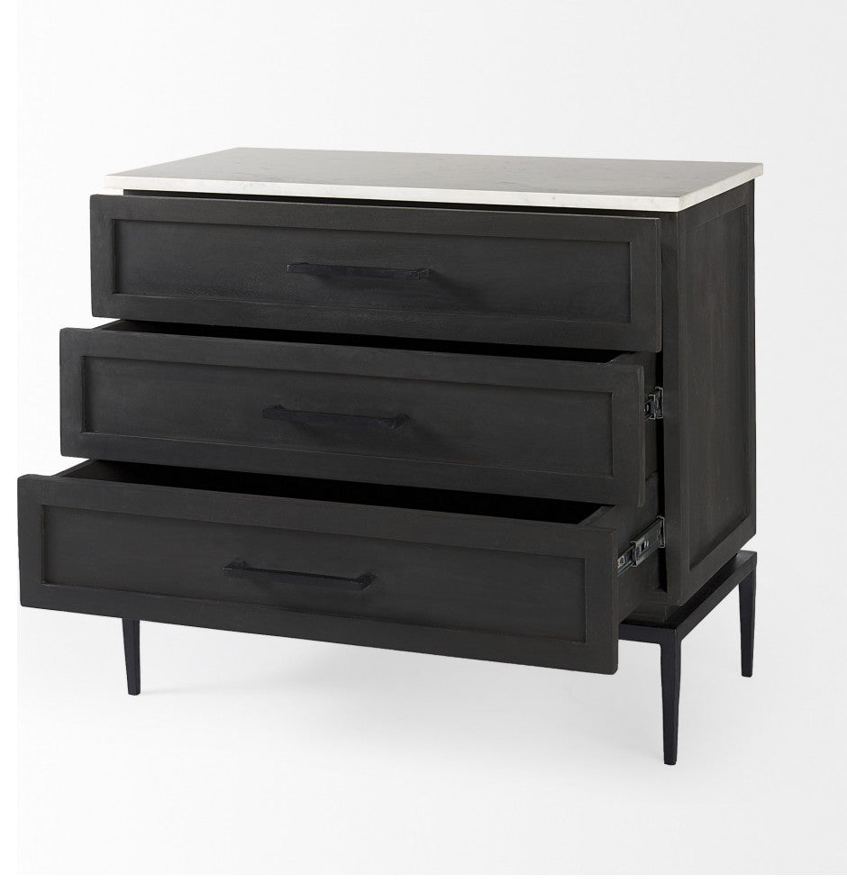 Updated Rustic Dark and Light Marble Top Dresser