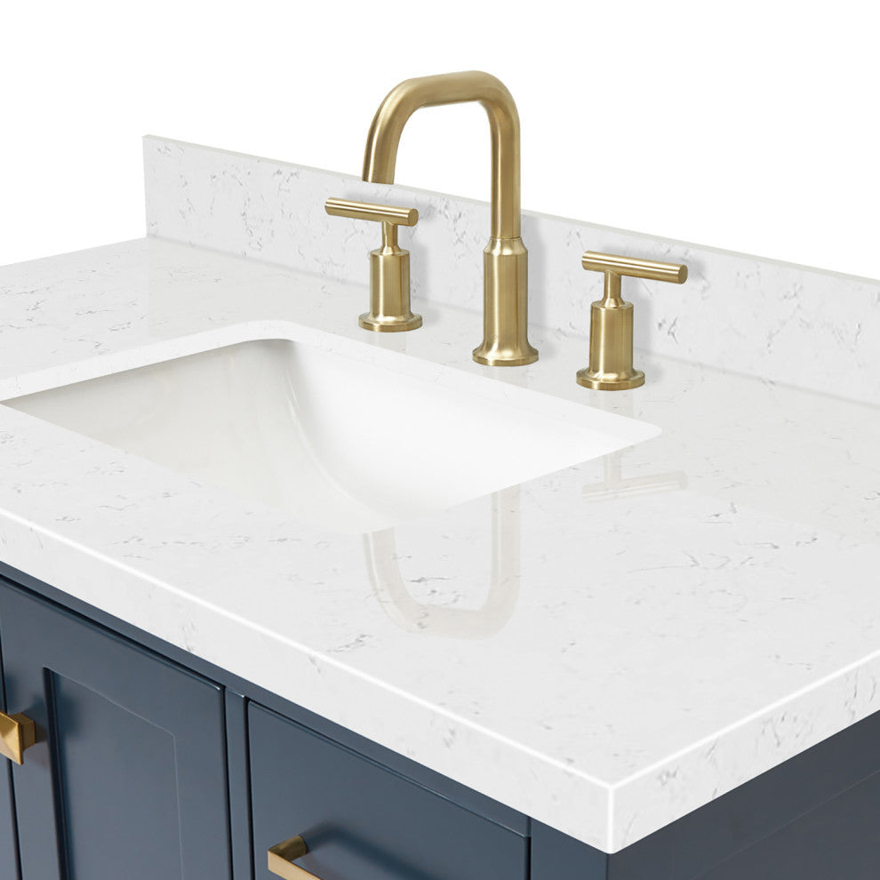 Ariel Cambridge 42" Single Rectangle Sink Vanity, Carrara Quartz