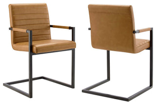 Savoy Vegan Leather Dining Chairs - Set of 2-Tan
