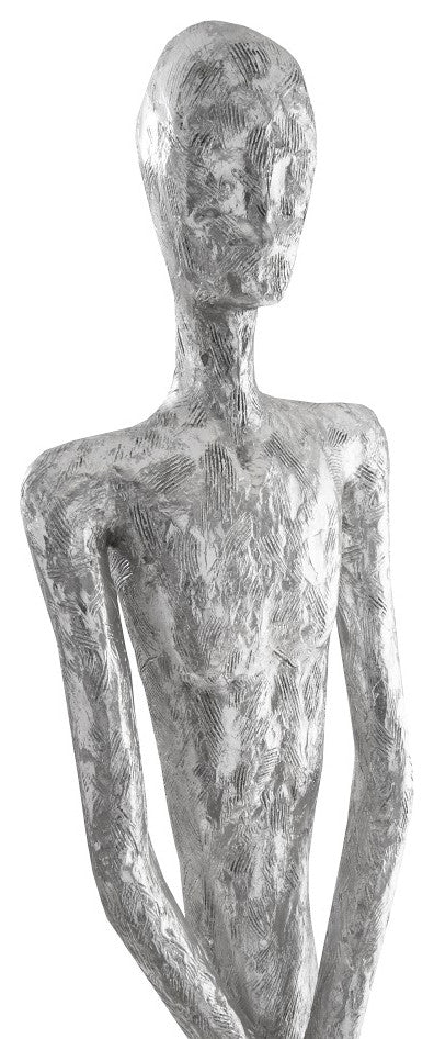Skinny Male Sculpture, Silver Leaf