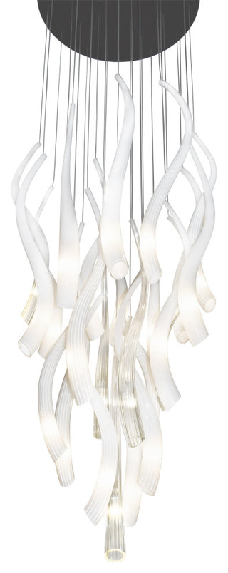 Hand Blown Murano Glass Chandelier, Silver Canopy, 84" Long