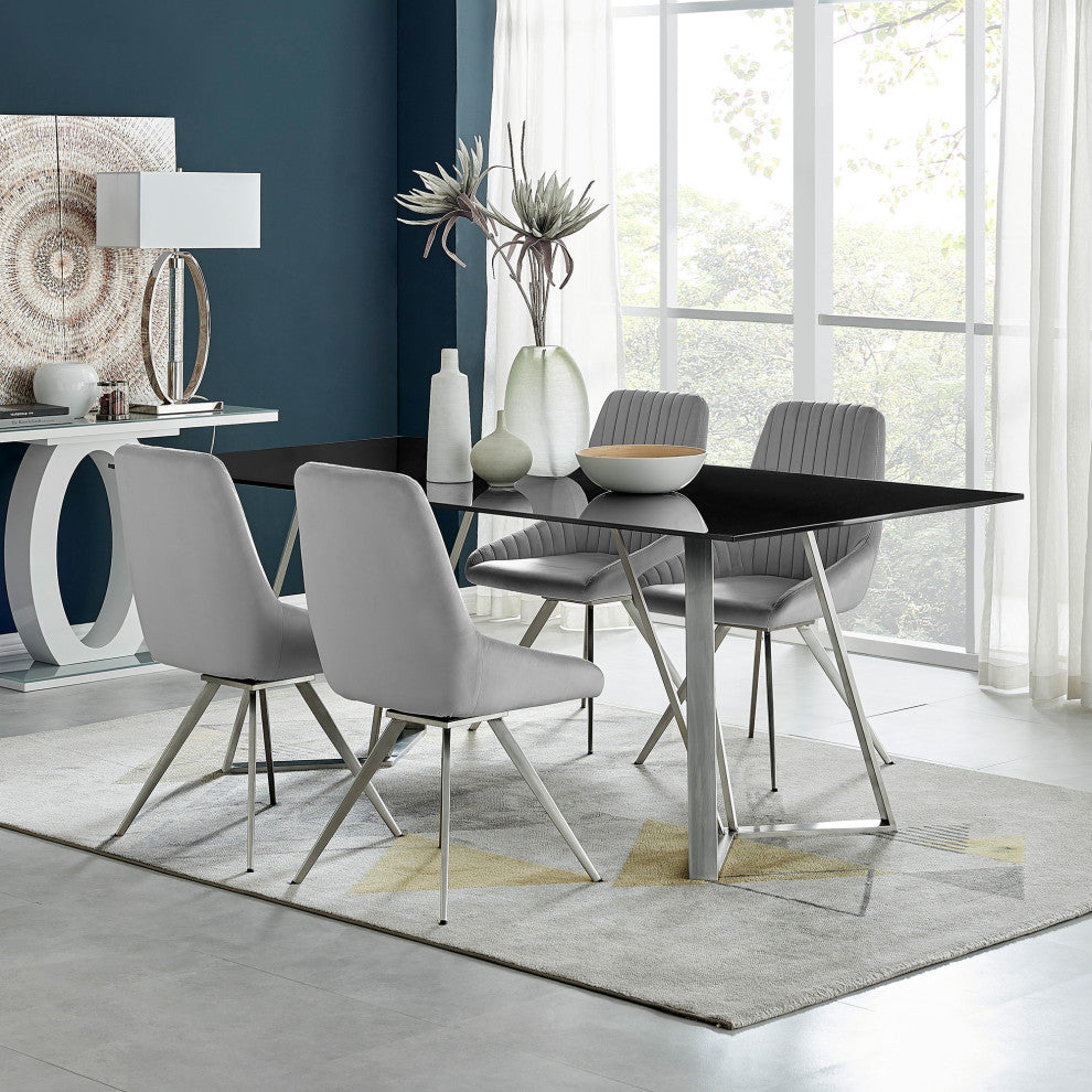 Cressida and Skye Gray Fabric 5-Piece Rectangular Dining Set