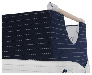 HomeRoots Set of 3 Blue and White Nautical Open Storage Boxes
