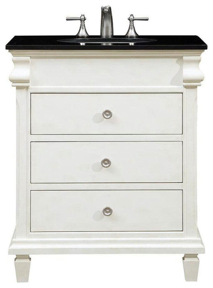 Elegant VF-1021 30" Single Bathroom Vanity Set, Antique White