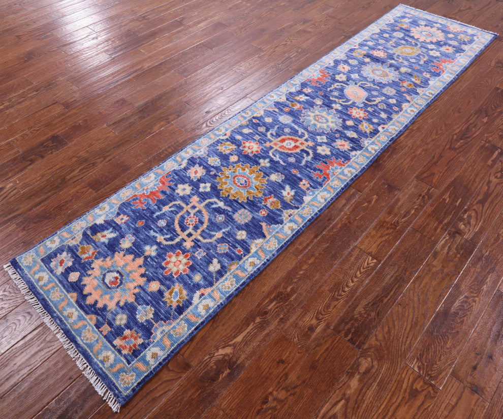 2' 5" X 10' 6" Runner Turkish Oushak Hand-Knotted Wool Rug - Q15917