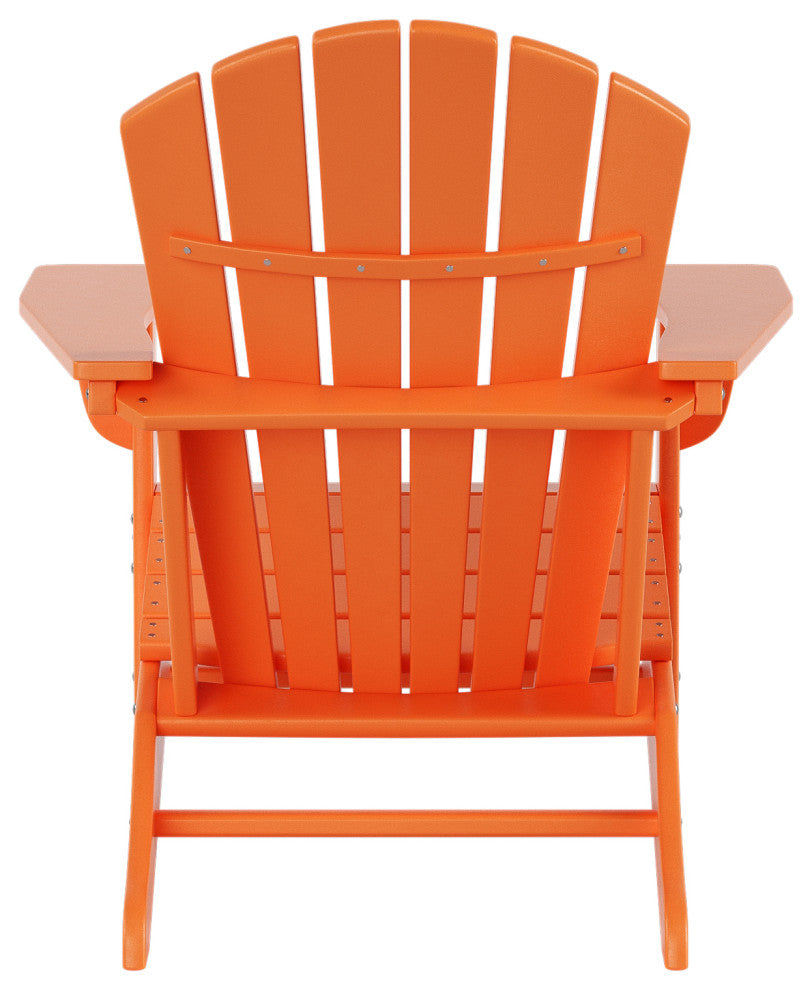 WestinTrends 2PC Outdoor Adirondack Poly Lumber Patio Chair, Side Table Set, Orange