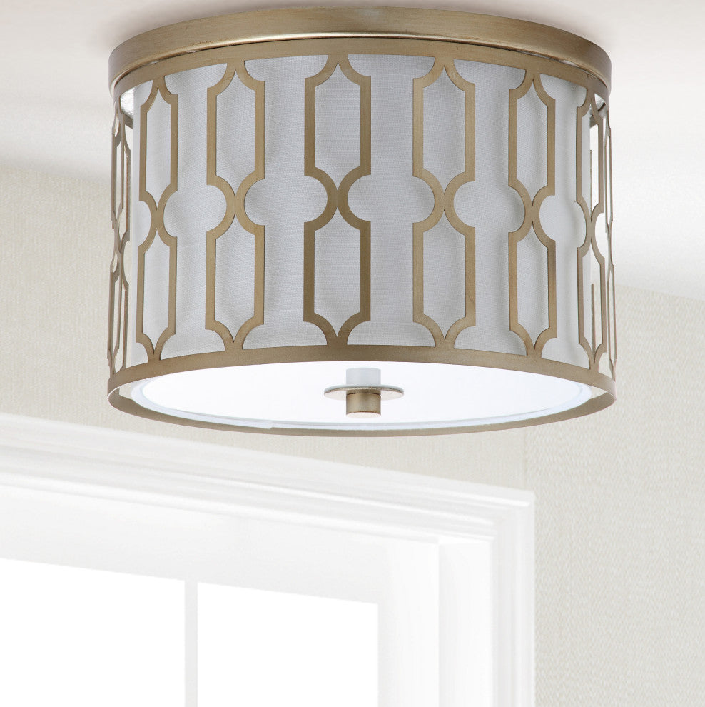 Link 3-Light Metal Flush Mount, Soft Gold, 12.75"w