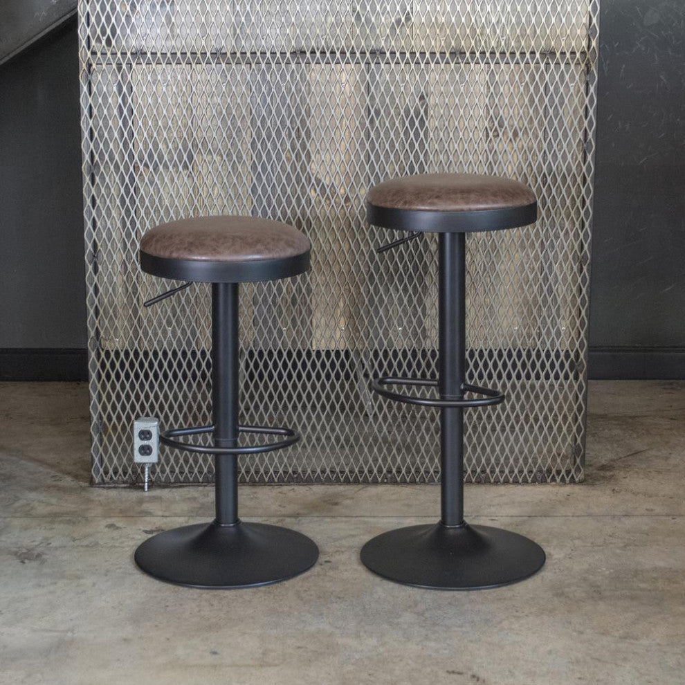 AmeriHome Classic Brown Faux Leather Bar Stool Set