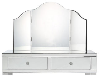 Verina Frameless Modern Contemporary Tri-fold Tabletop Vanity Mirror, No Color