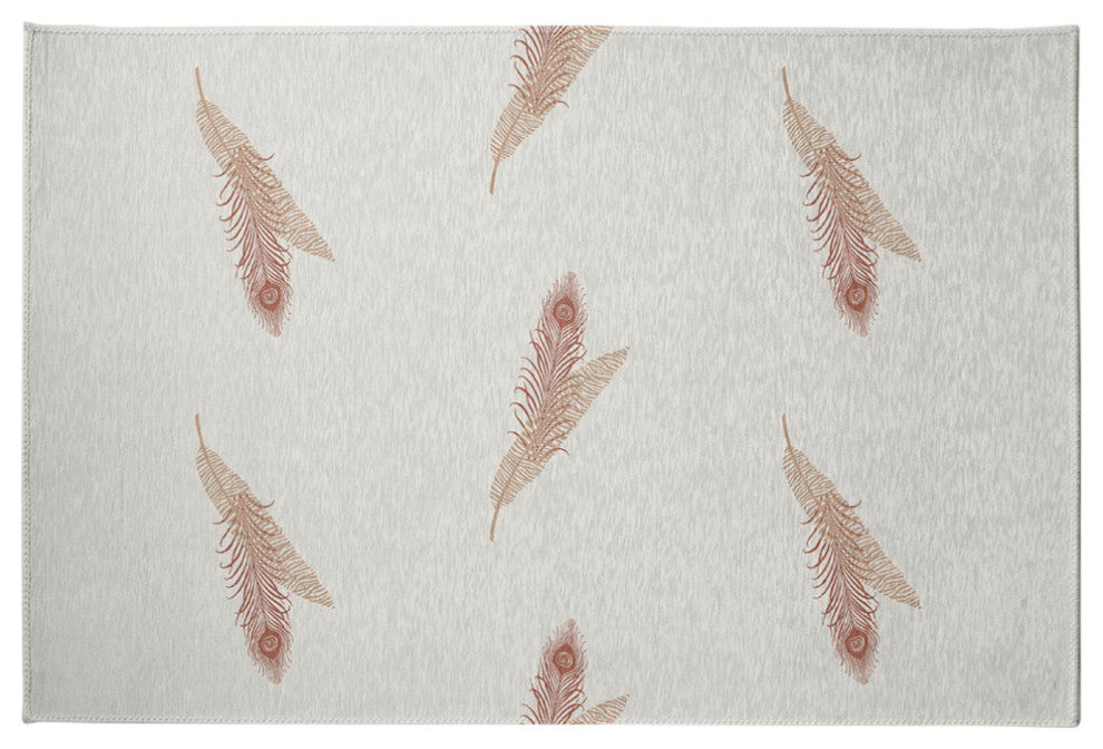 Feather Stripe Spring Chenille Rug, Basswood Brown, 4'x6'