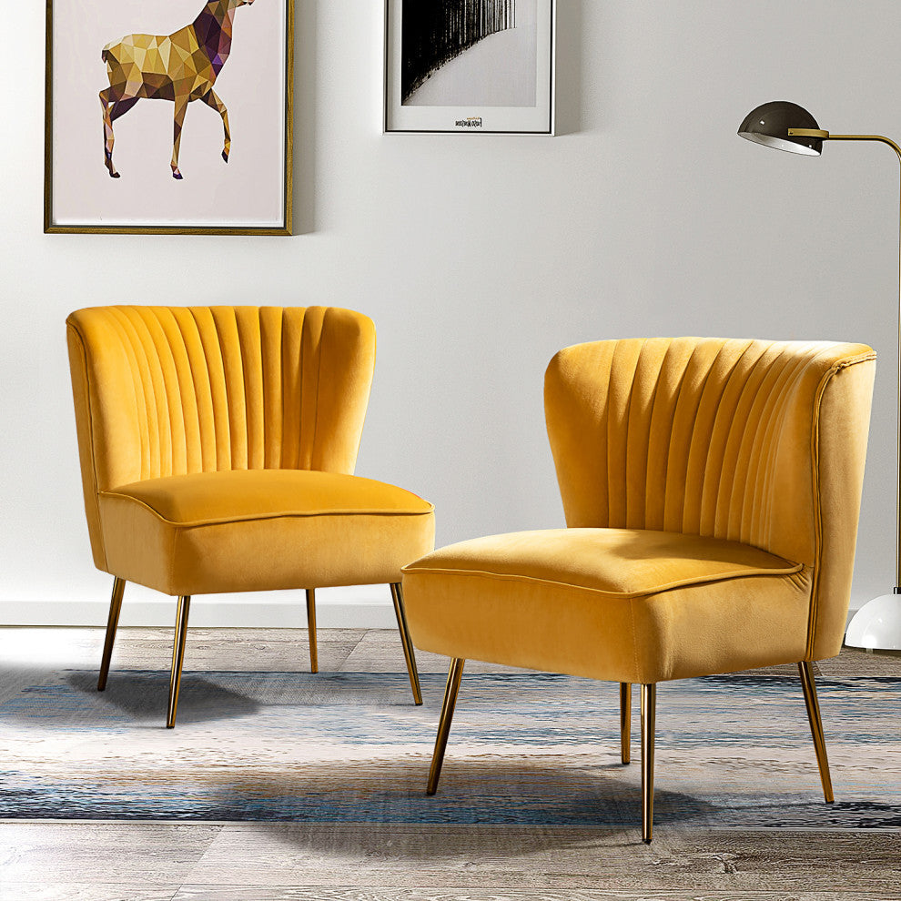 Upholstered Side Chair, Set of 2, Mustard