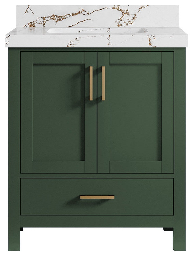 Malibu 30 Single Sink Bath Vanity in Lafayette Green 2" Viola Brown