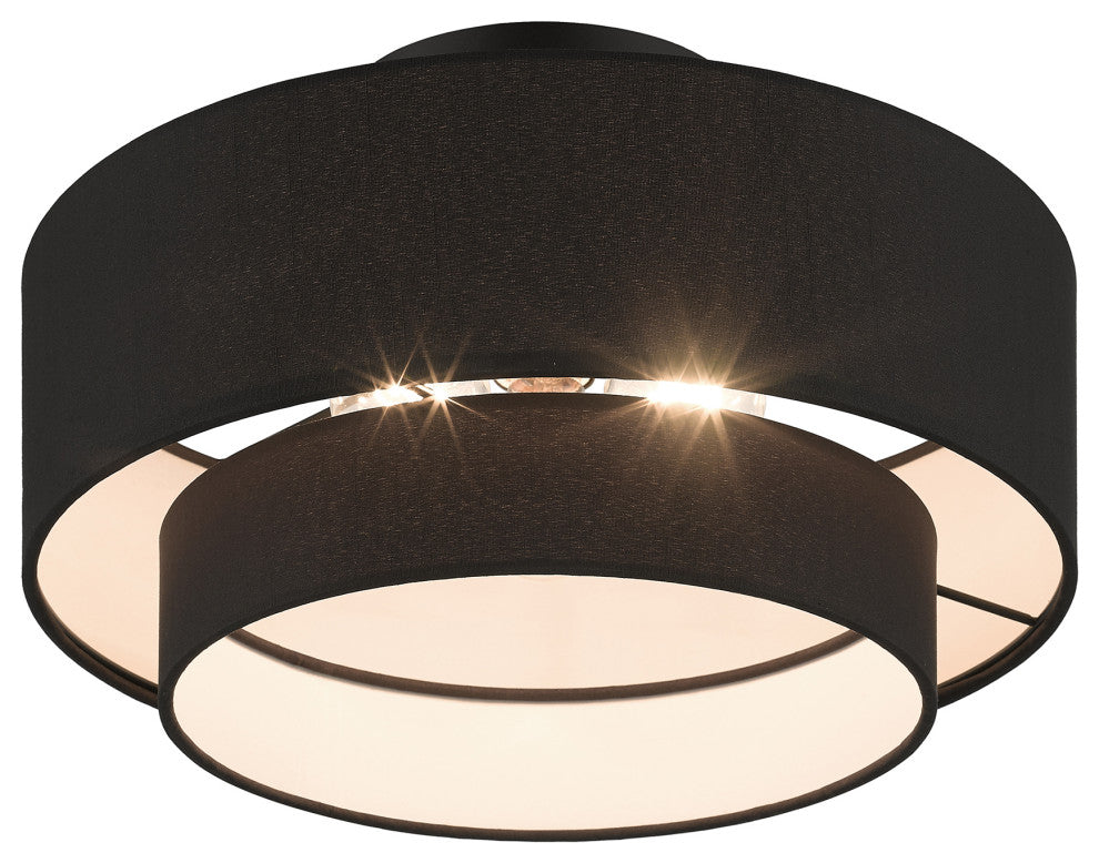 Bainbridge 3-Light Black Large Semi-Flush