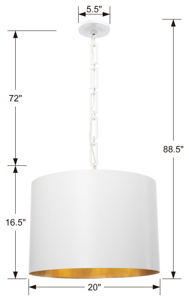 Alston 6-Light Chandelier, Matte White, Antique Gold