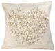 Hand Felted Wool Pillow Cover, Cream Heart on Cream, 20"