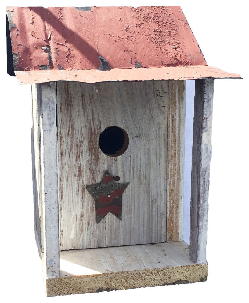 Barn Wood Bird House with Porch