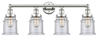 Canton 4-Light 33" Bath Vanity Light, Polished Nickel Finish, Seedy Shade