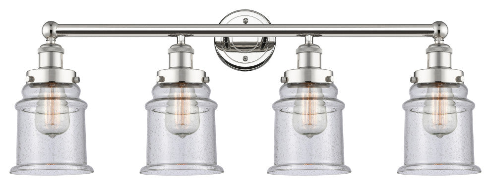 Canton 4-Light 33" Bath Vanity Light, Polished Nickel Finish, Seedy Shade