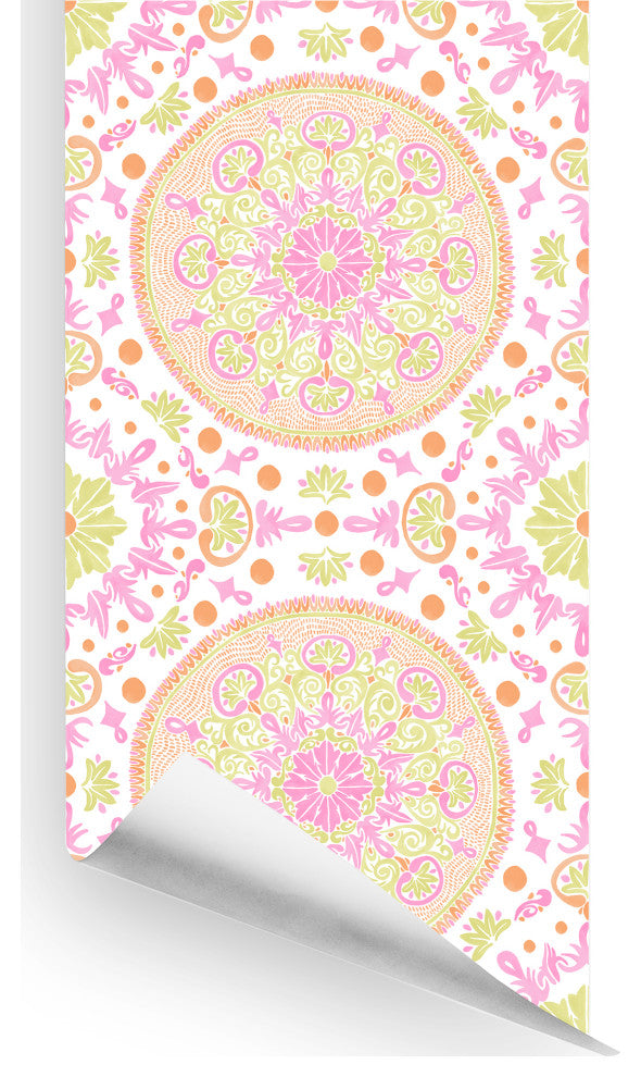 Sundial Wallcovering, Pink, Roll, Traditional