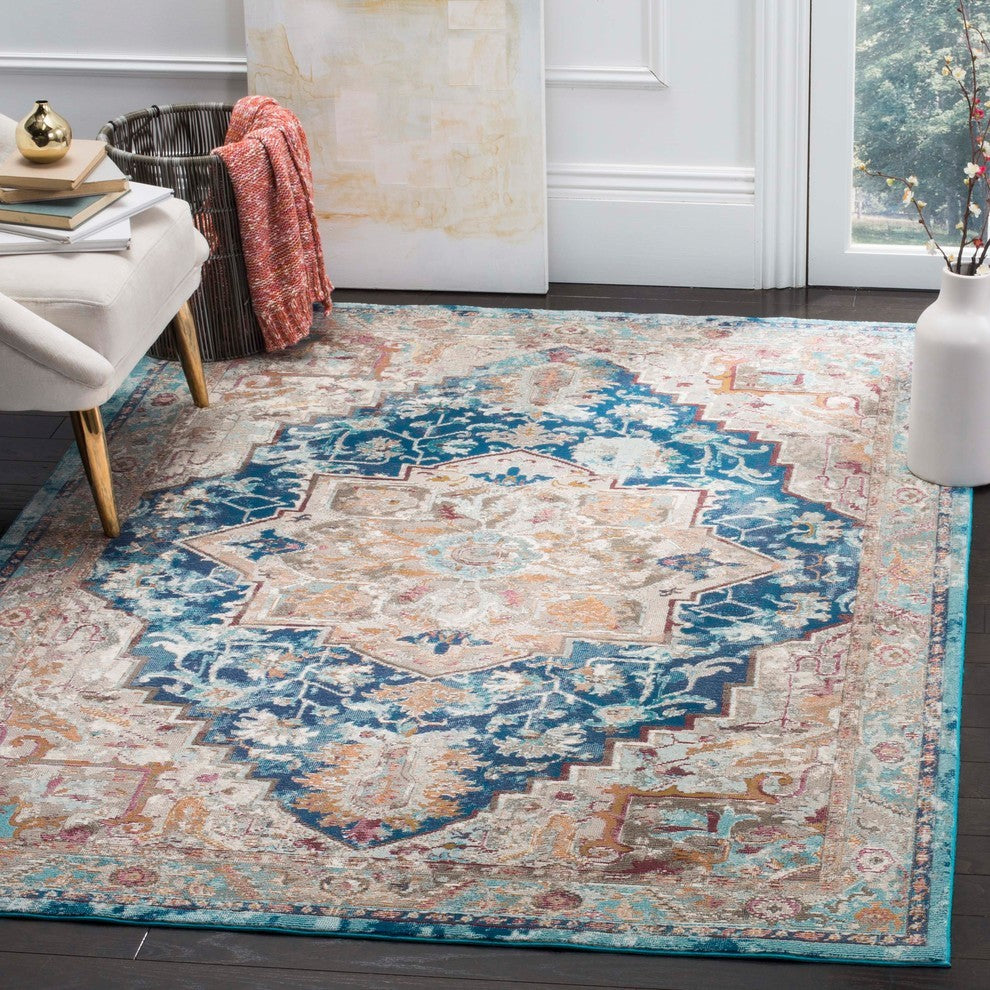Safavieh Aria Ara119B Vintage/Distressed Rug, Blue/Beige, 4'0"x6'0"
