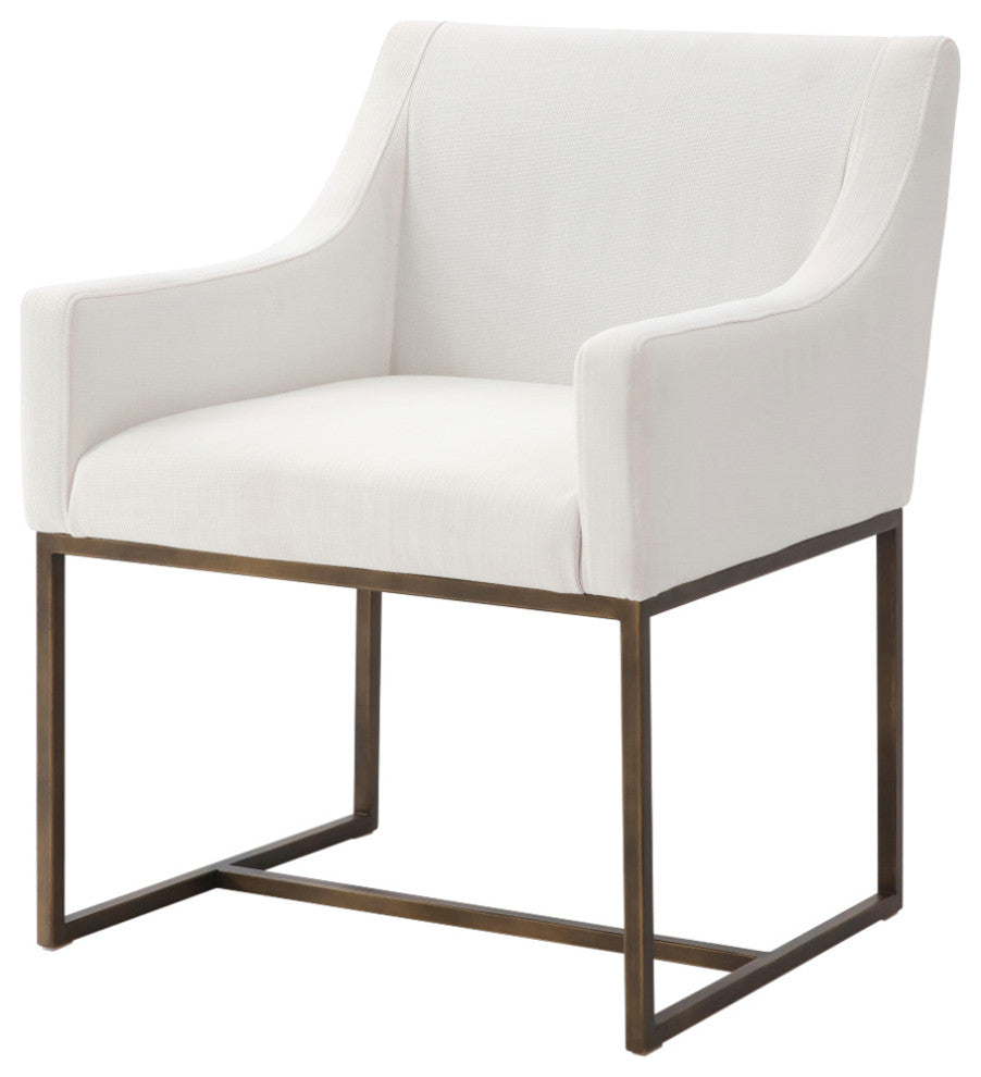Modrest Basel Off White and Copper Antique Brass Dining Chair