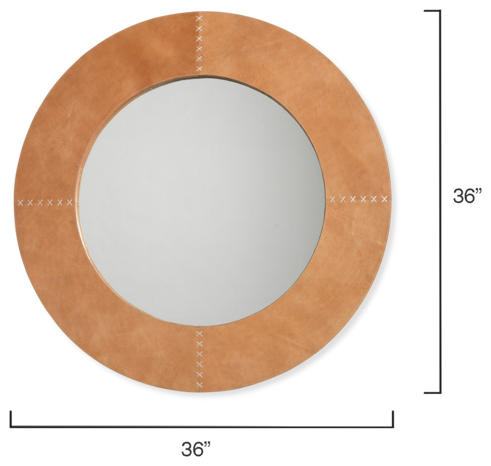 Cross Stitch Mirror, Buff Leather