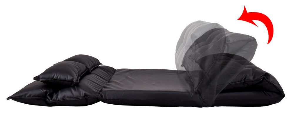 Costway PU Leather Foldable Modern Floor Sofa Bed Video Gaming 2 Pillows Black