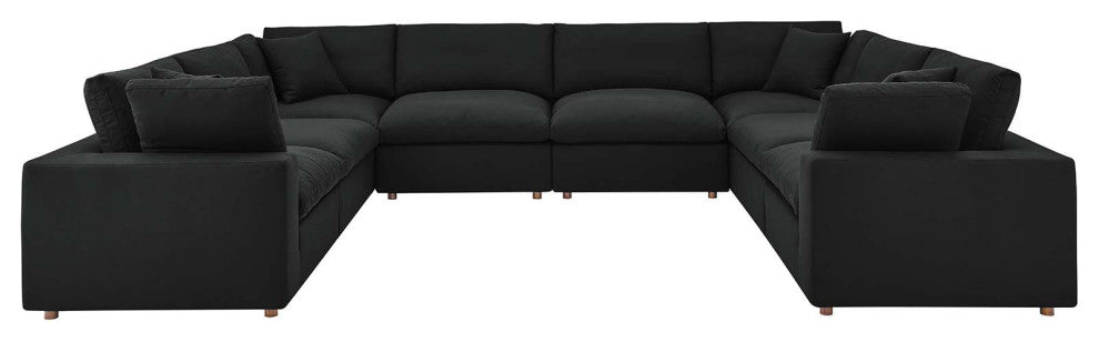 Modular Sectional Deep Sofa Set, Black, Fabric, Modern, Lounge Cafe Hospitality