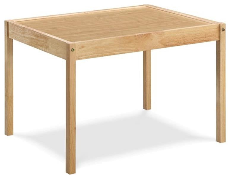 Olive & Opie Della 3-Piece Traditional Wood Kids Table & Chair Set in Natural