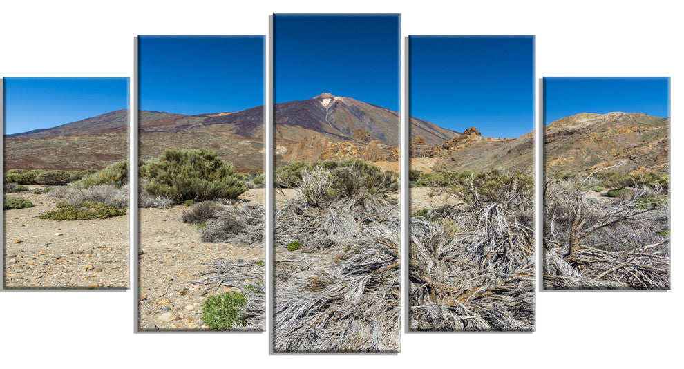 "Caldera of The Volcano Teide" Contemporary Landscape Wall Art, 5Panel, 60"x32"