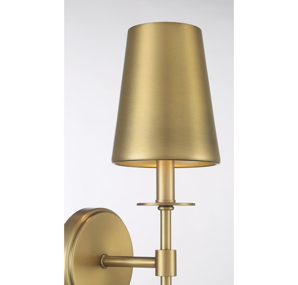 1-Light Wall Sconce, Matte Black, Natural Brass