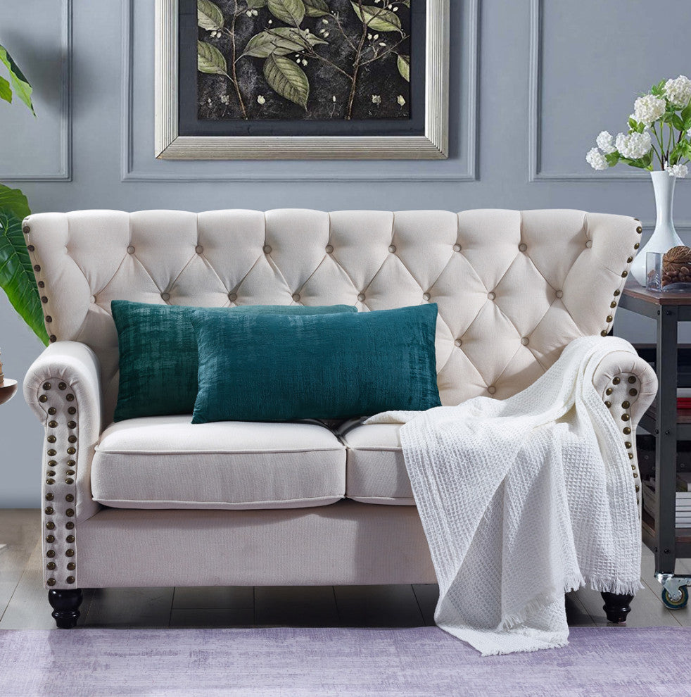 Velvet 2 Piece Lumbar Pillow Cover Set, Deep Teal, 2 Piece, 14"x26"