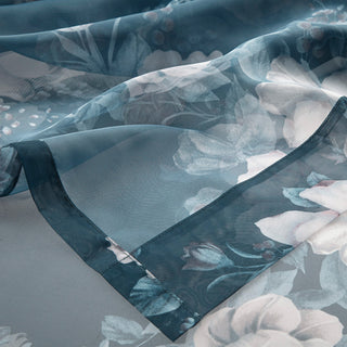 Madison Park Simone Printed Floral Twist Tab Top Voile Sheer Curtain, Navy