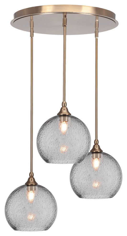 Empire 3-Light Cluster Pendalier, New Age Brass/Smoke Bubble