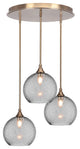 Empire 3-Light Cluster Pendalier, New Age Brass/Smoke Bubble