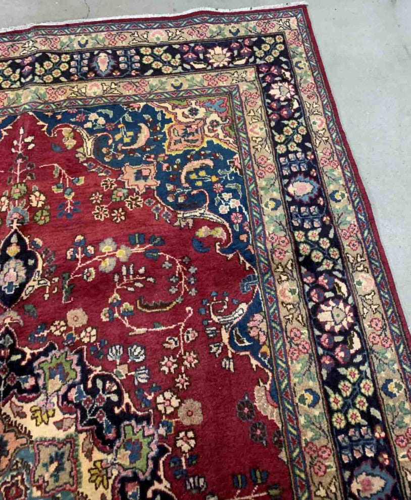 Handmade Vintage Persian Mashad Rug, 6.5'x9.9', 198cmx302cm 1950s