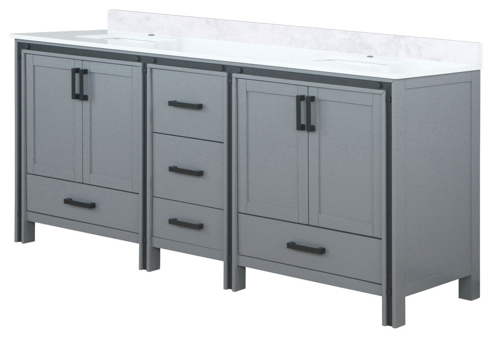 Ziva Transitional Dark Grey 80" Double Vanity, Cultured Marble Top