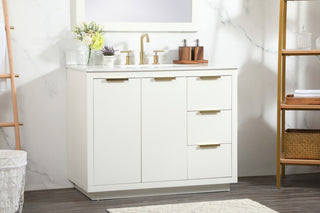 42" Single Bathroom Vanity, White, With Backsplash