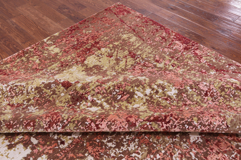 8' 9" X 11' 9" Wool & Silk Abstract Handmade Rug - Q13072