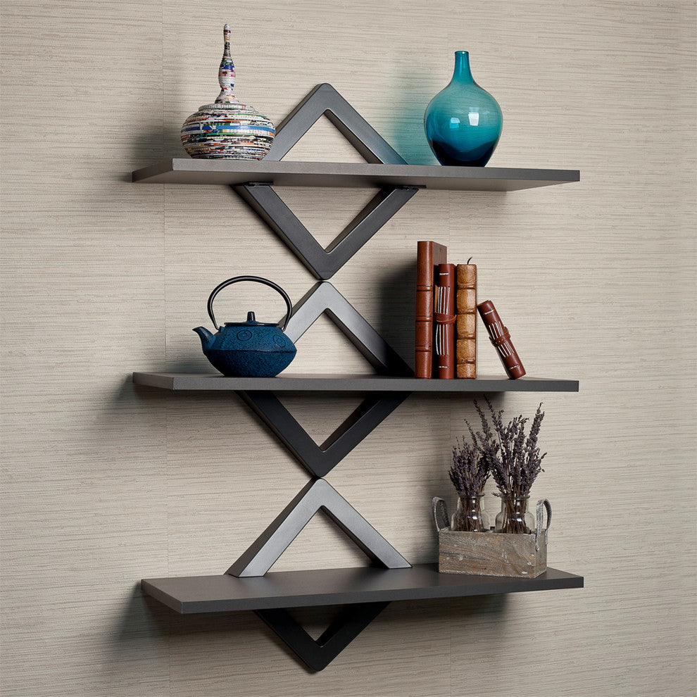 Diamonds 3 Level Shelving System, Gunpowder Gray