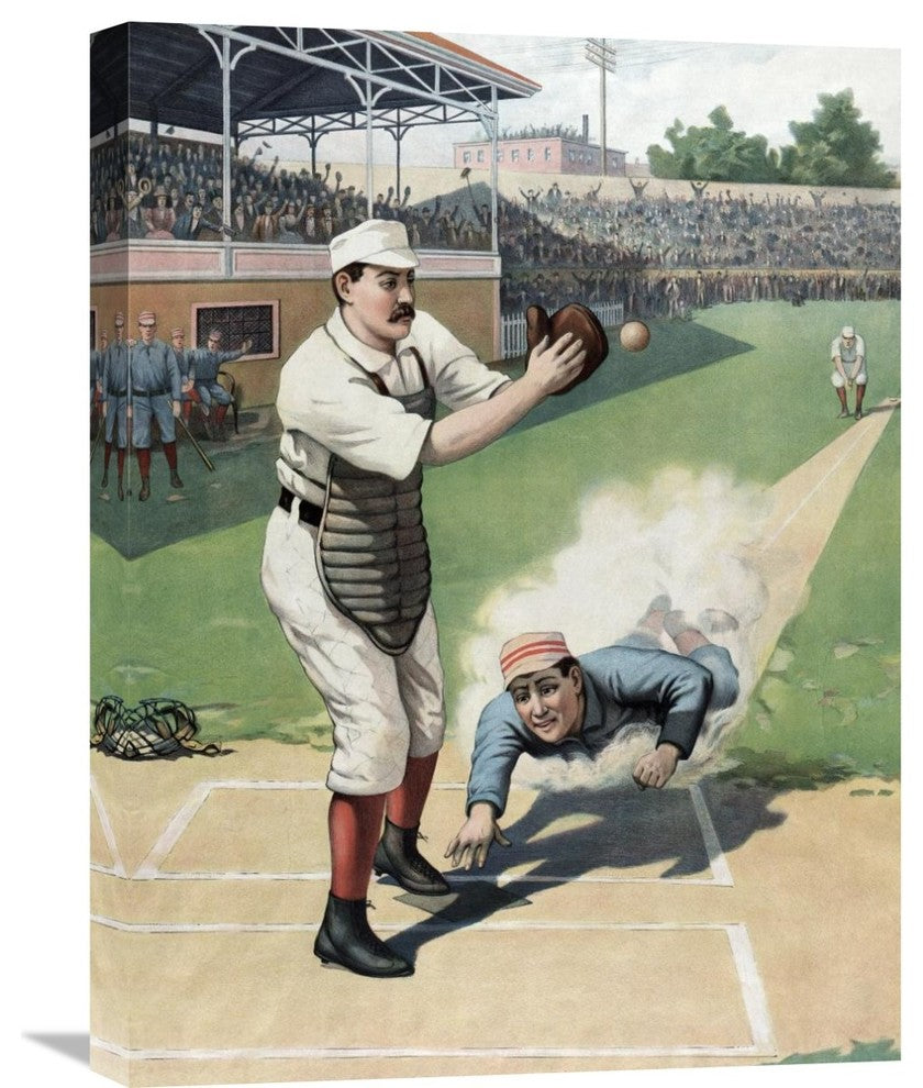 "Baseball Play at the Plate" Stretched Canvas Giclee by Vintage Sports, 18"x24"