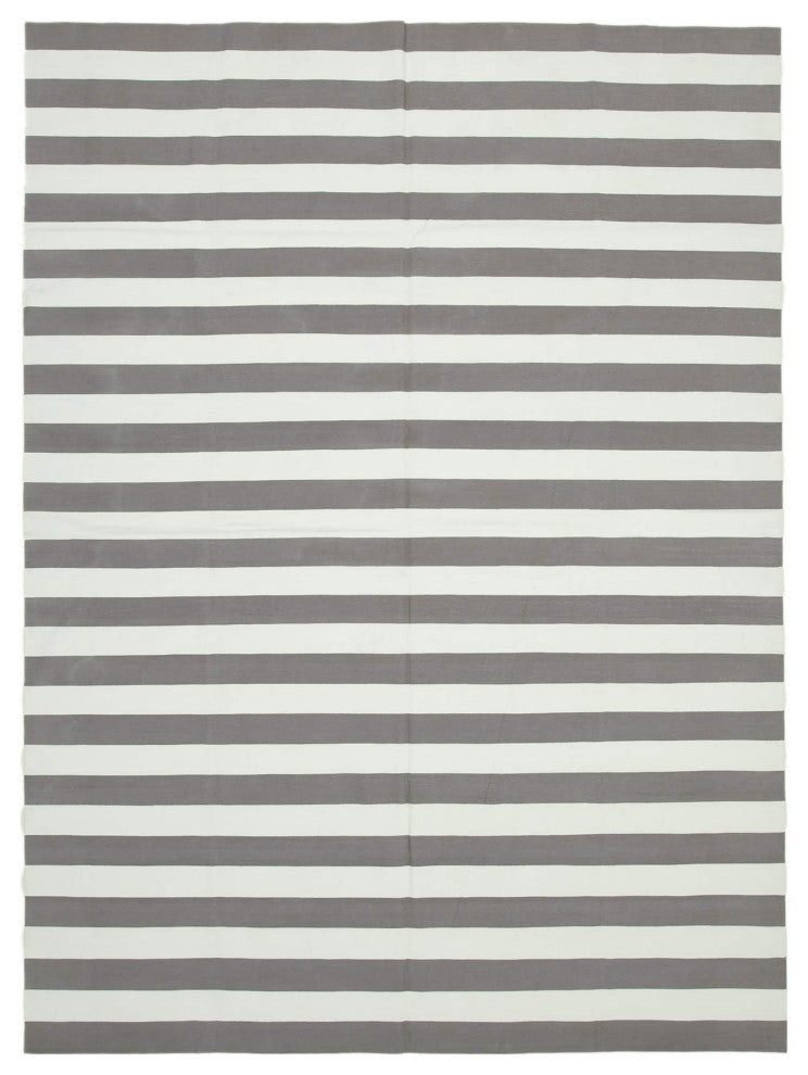Rug N Carpet - Handmade Wool 8' 11'' x 12' 0'' Flatweave Dhurrie Kilim Rug