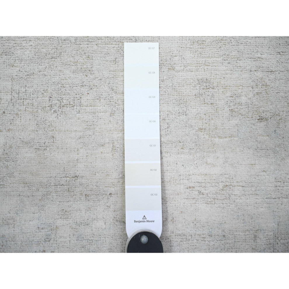 Delicate White 100% Wool Hand Knotted Washed Out Peshawar Oriental Rug 3'x5'