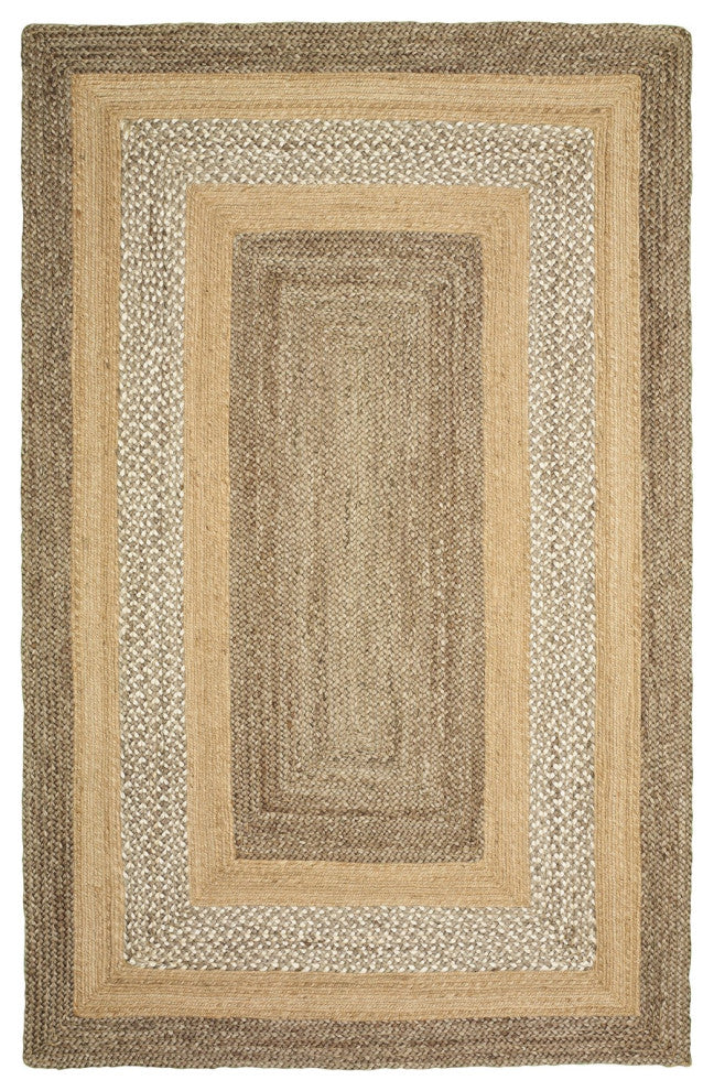 8' X 10' Tan Hand Braided Area Rug