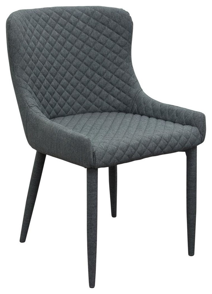 Fabric Upholstered Meta Accent Chairs with Diamond Stitch Design, Gray Pack of 2