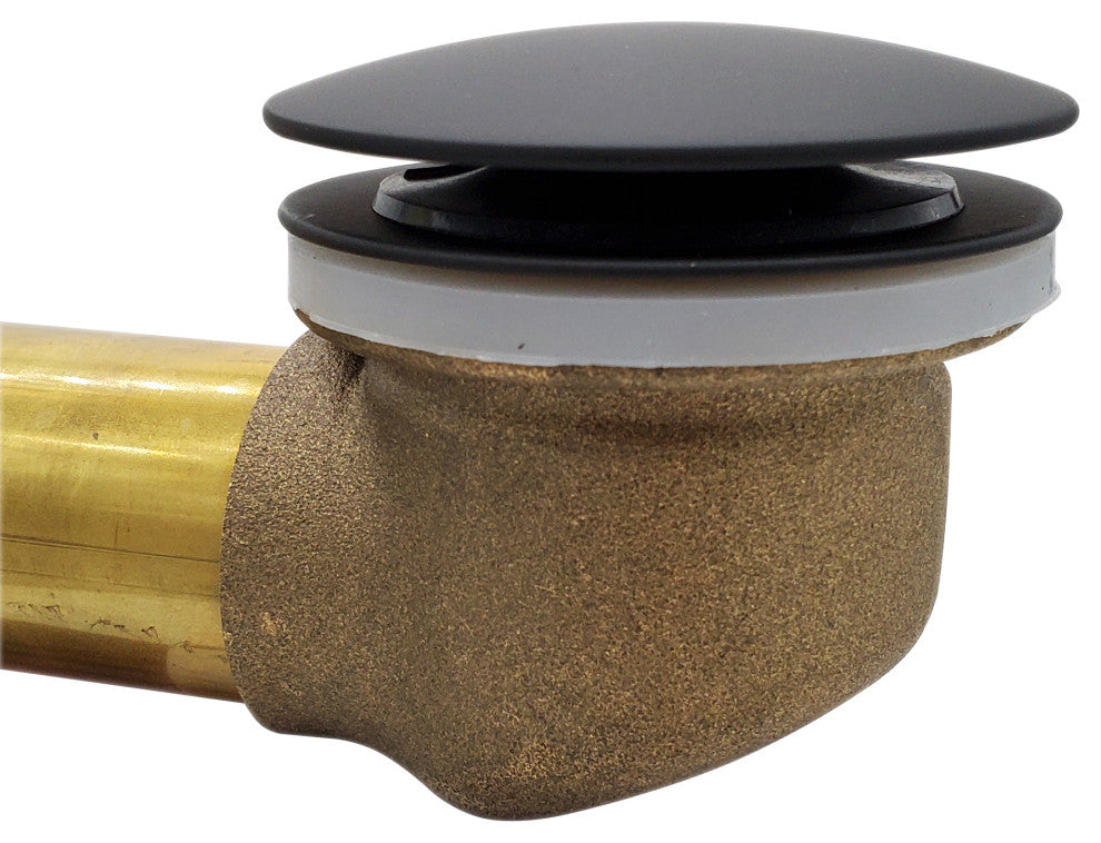 Mushroom Tip Toe 1.5" Npsm Coarse Thread Bath Drain In Powder Coated Flat Black