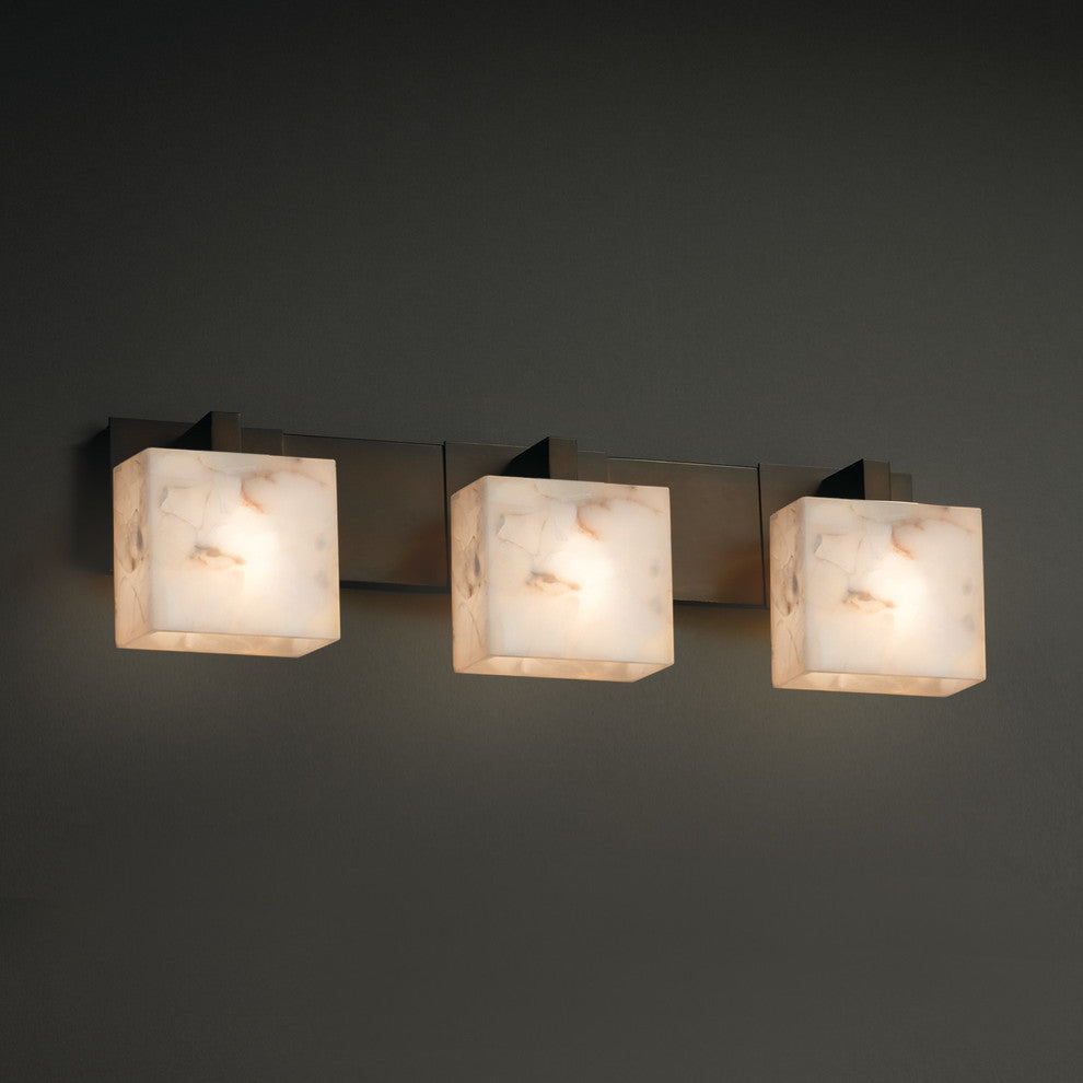 Alabaster Rocks! Modular 3-Light Bath Bar, Rectangle, Bronze, LED