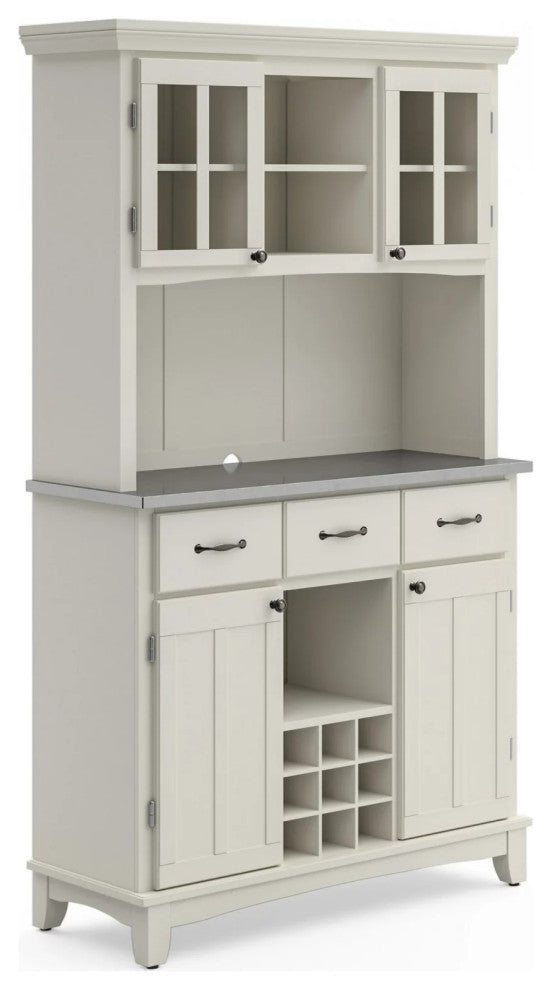 Contemporary Sideboard With Hutch, Multiple Cabinets & Removable Grid Wine Rack